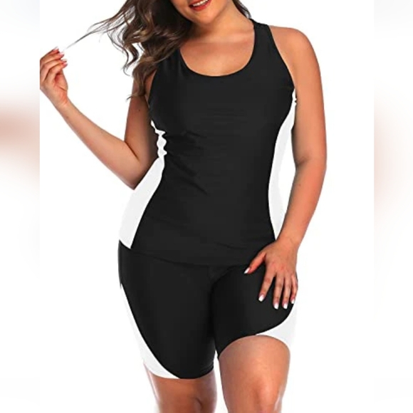 NWT Dacia Plus Size Tankini Swimsuit 2 Piece Boy Short Bathing Suit 22 - Picture 1 of 5